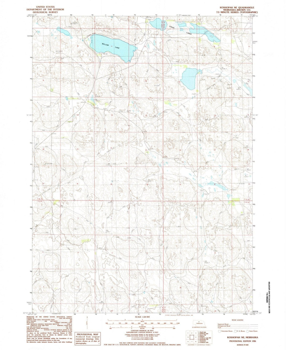 1986 Koshopah, NE - Nebraska - USGS Topographic Map