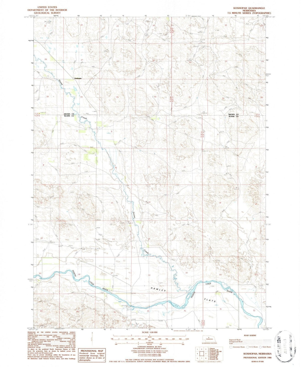1986 Koshopah, NE - Nebraska - USGS Topographic Map v3