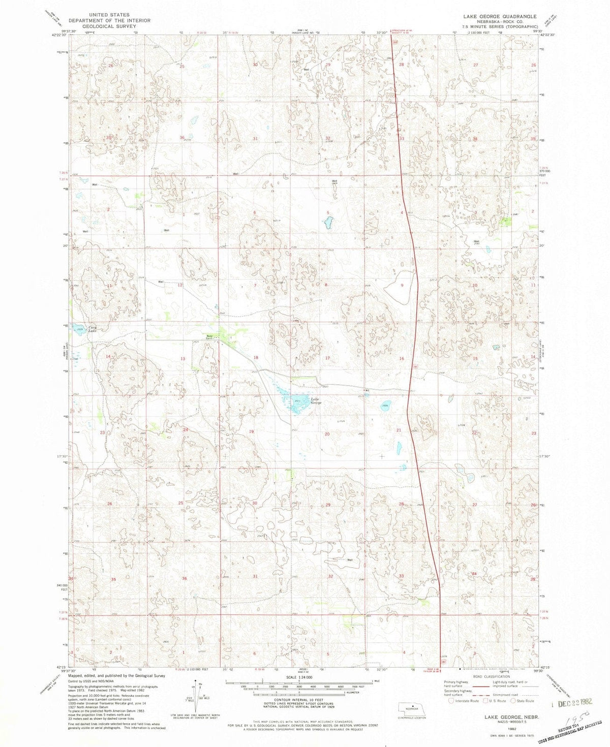 1982 Lake George, NE - Nebraska - USGS Topographic Map
