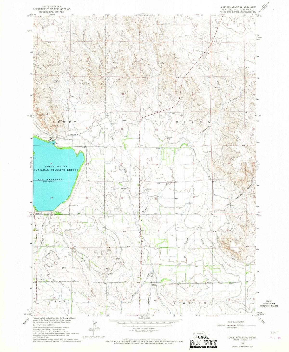 1965 Lake Minatare, NE - Nebraska - USGS Topographic Map