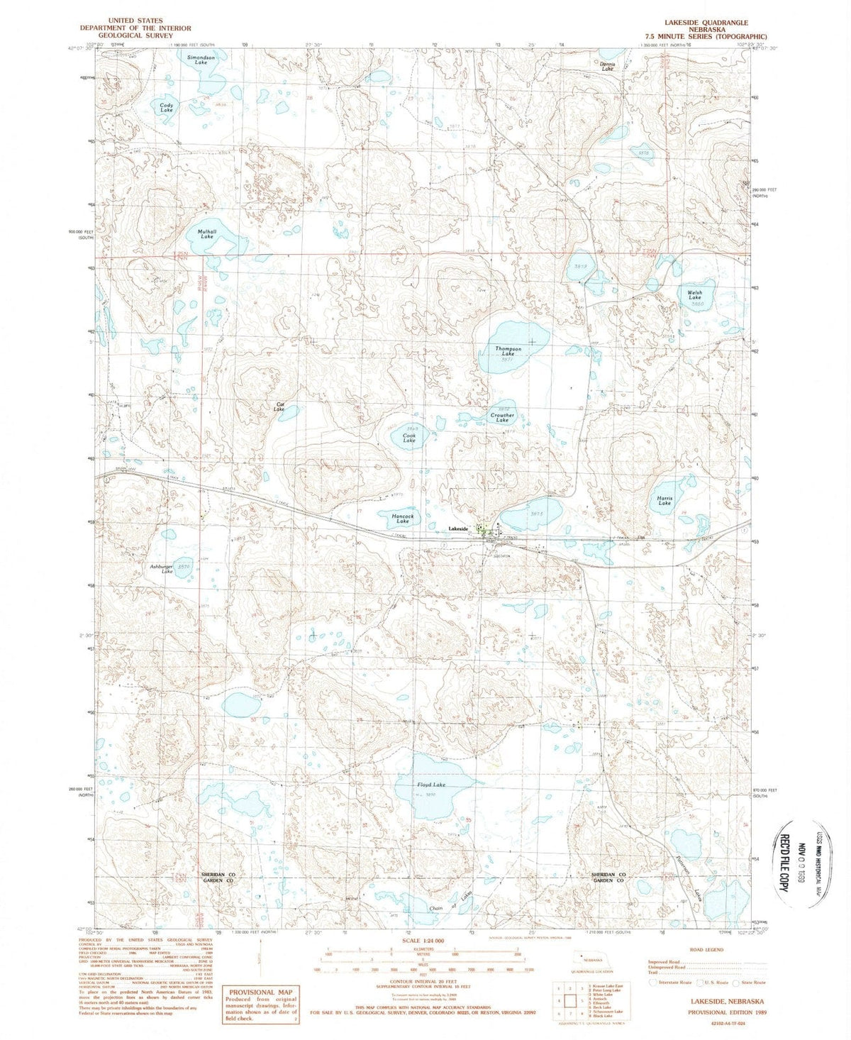 1989 Lakeside, NE - Nebraska - USGS Topographic Map
