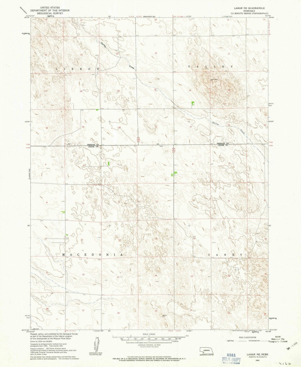 1961 Lamar, NE - Nebraska - USGS Topographic Map v2