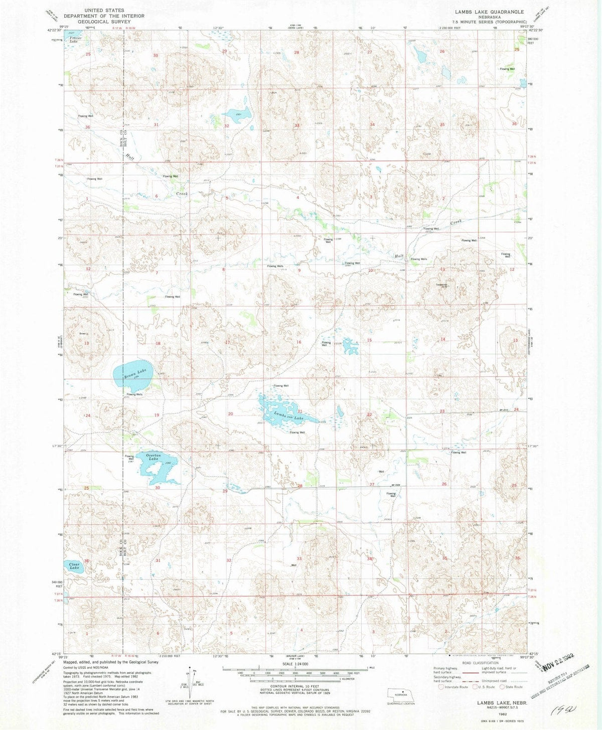1982 Lambs Lake, NE - Nebraska - USGS Topographic Map