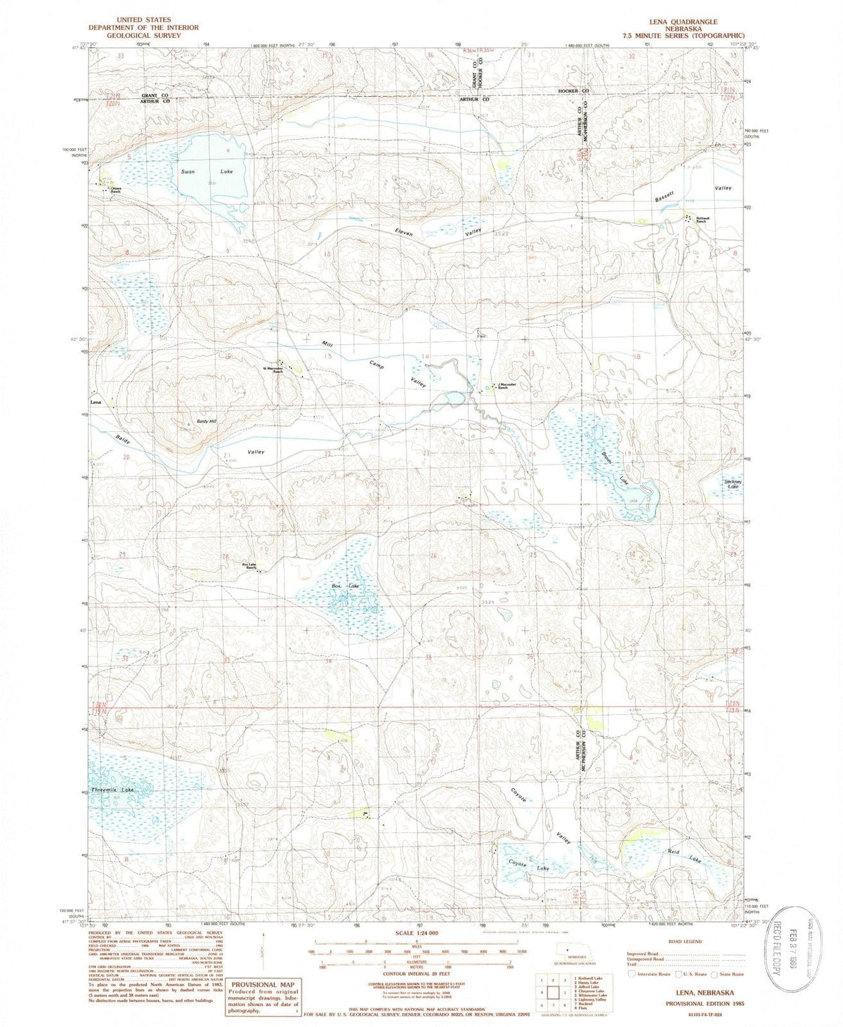 1985 Lena, NE - Nebraska - USGS Topographic Map