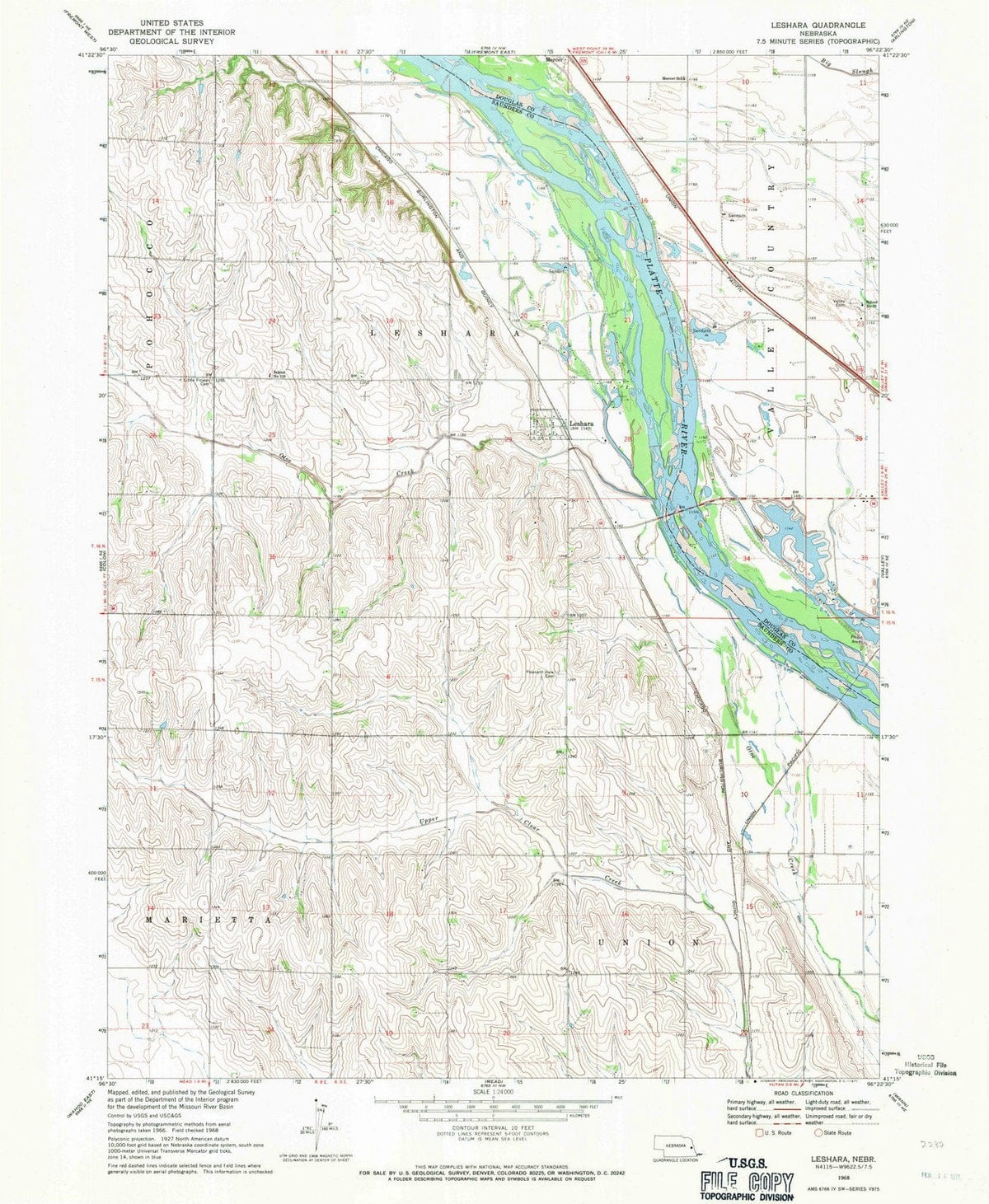 1968 Leshara, NE - Nebraska - USGS Topographic Map