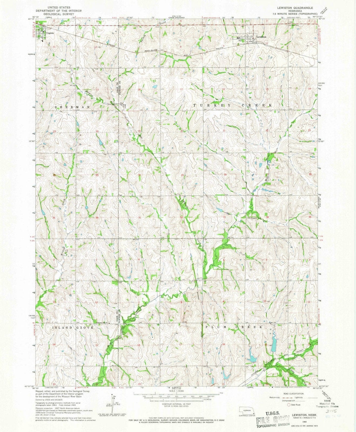 1965 Lewiston, NE - Nebraska - USGS Topographic Map