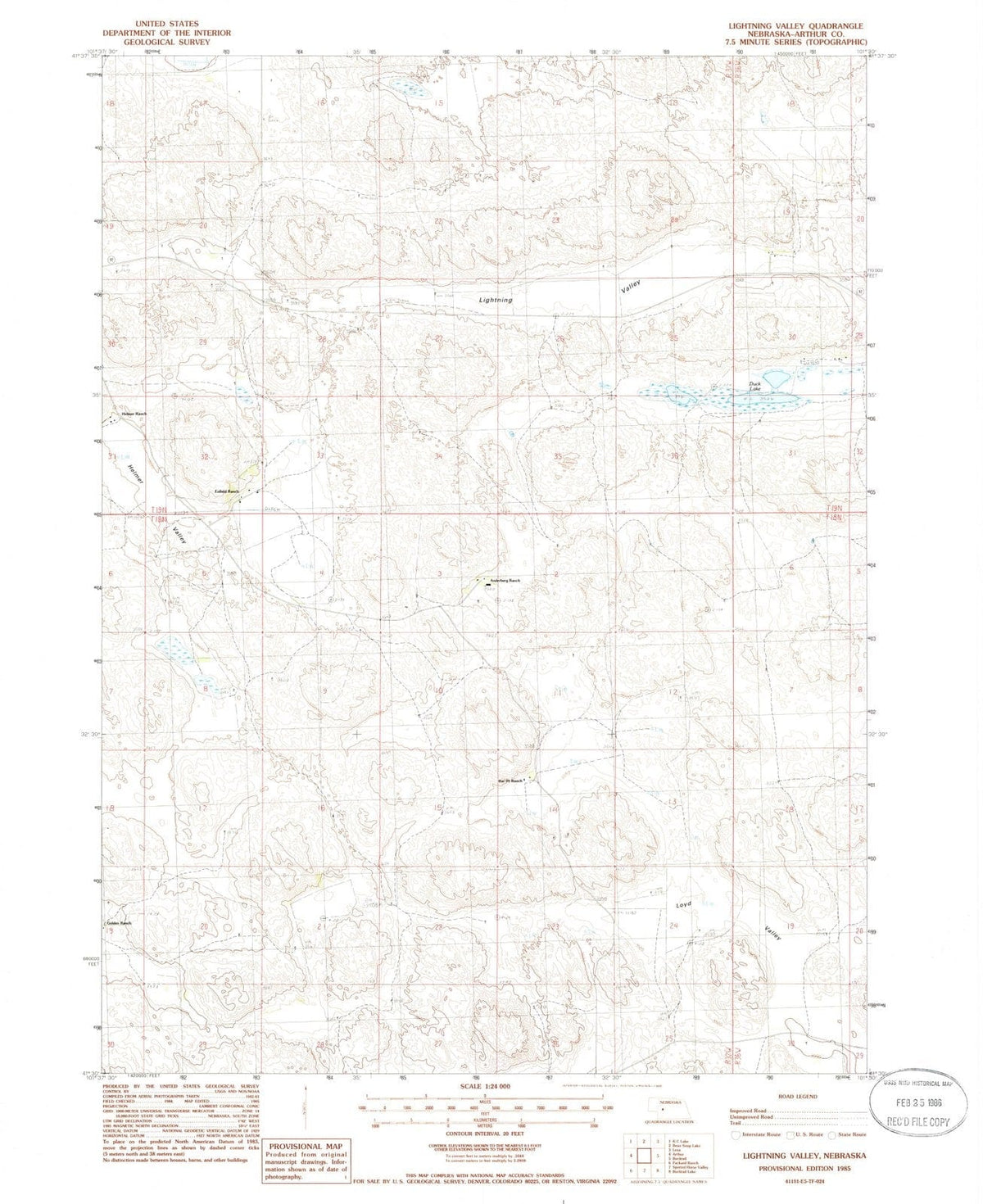 1985 Lightning Valley, NE - Nebraska - USGS Topographic Map