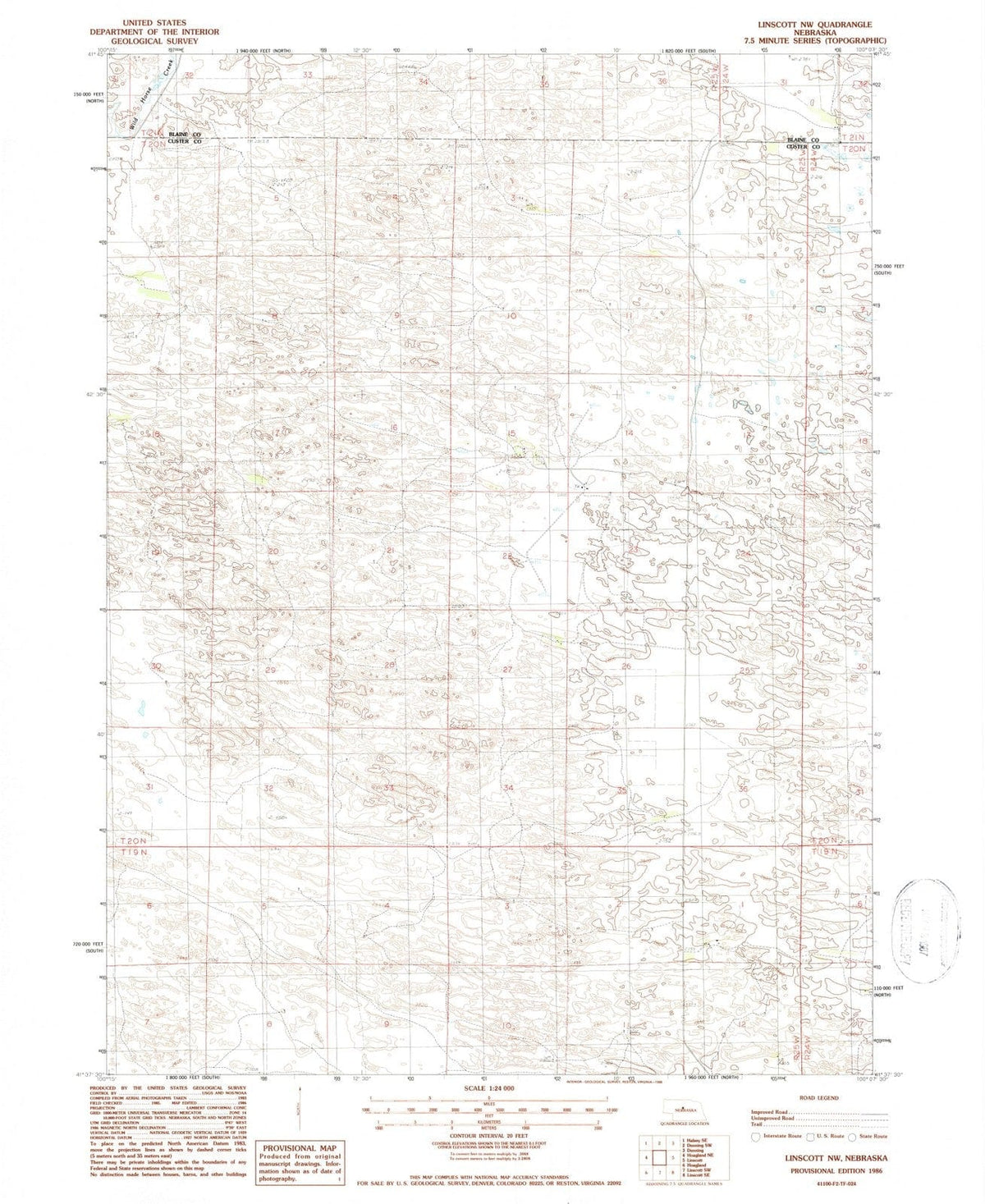 1986 Linscott, NE - Nebraska - USGS Topographic Map