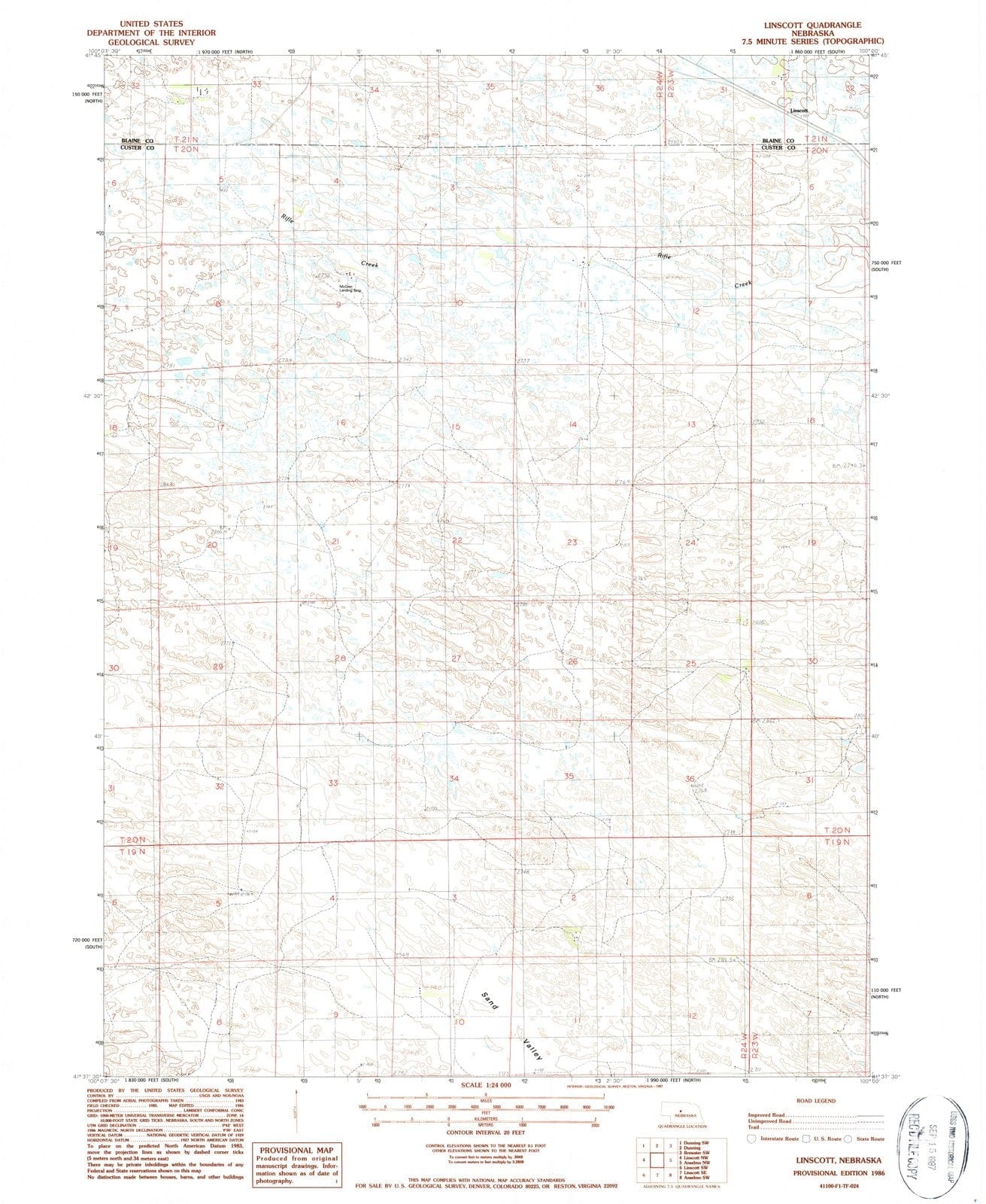 1986 Linscott, NE - Nebraska - USGS Topographic Map v4