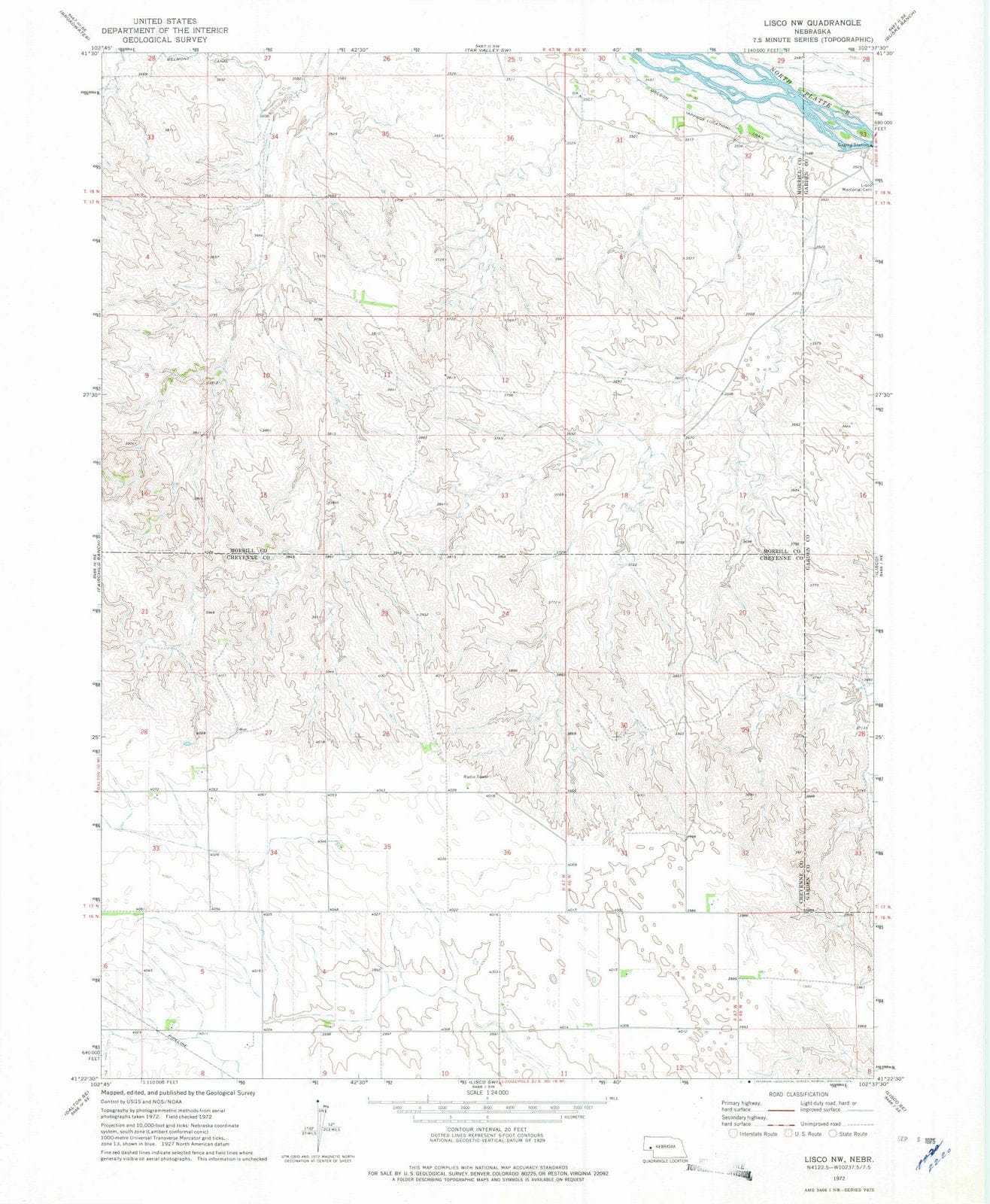 1972 Lisco, NE - Nebraska - USGS Topographic Map
