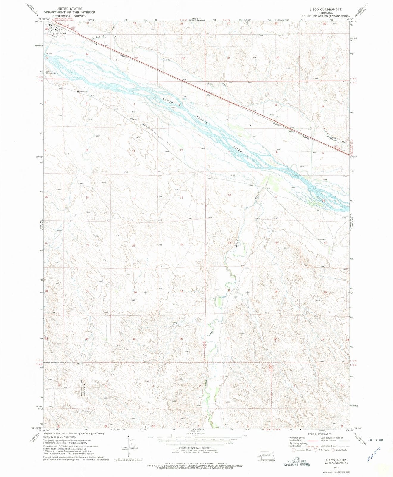 1972 Lisco, NE - Nebraska - USGS Topographic Map v4