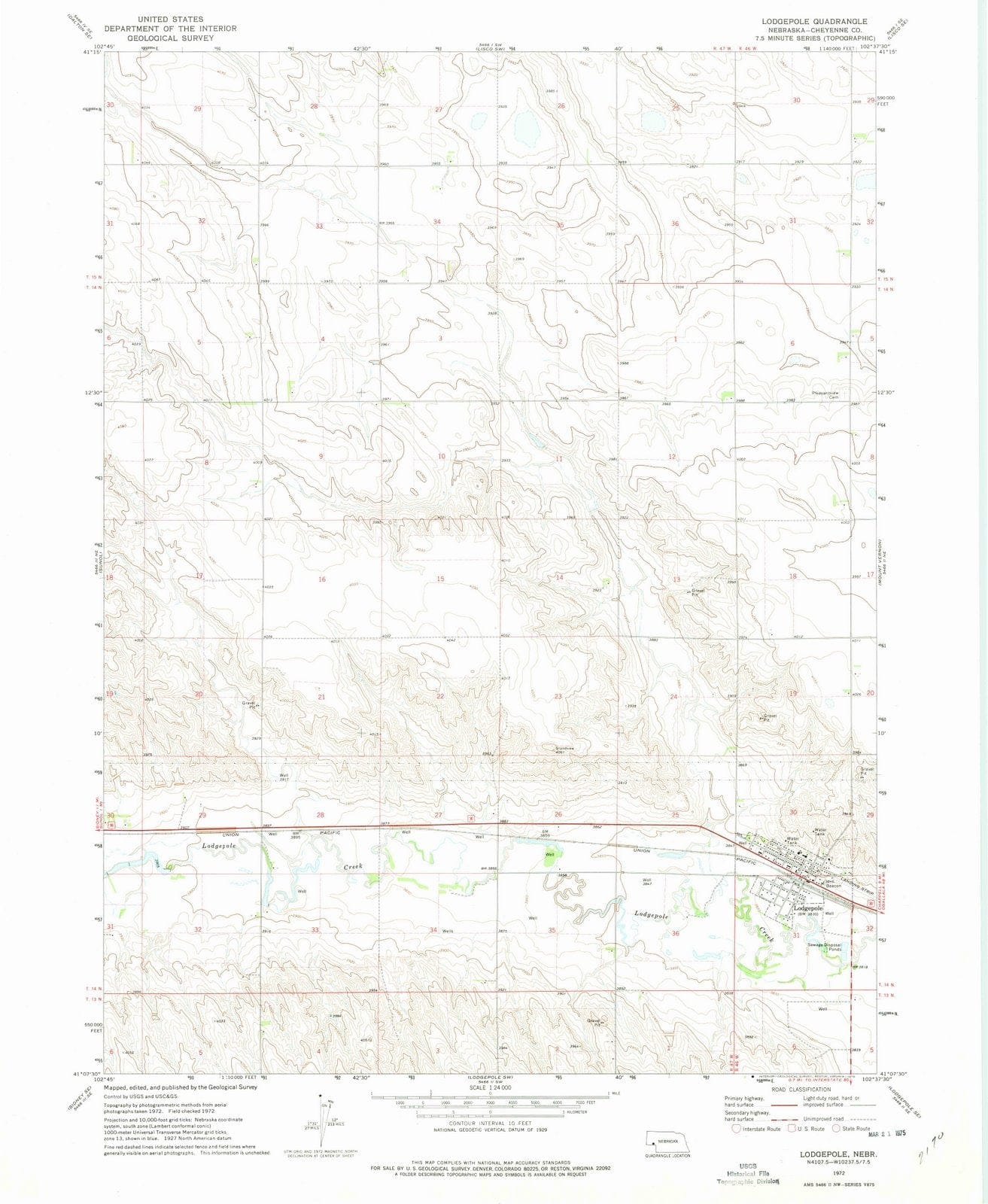 1972 Lodgepole, NE - Nebraska - USGS Topographic Map v2