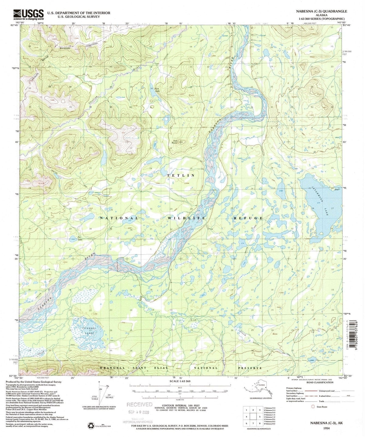 1954 Nabesna, AK - Alaska - USGS Topographic Map