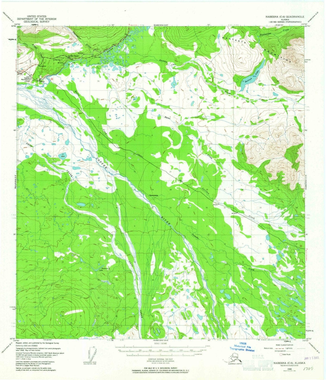 1948 Nabesna, AK - Alaska - USGS Topographic Map