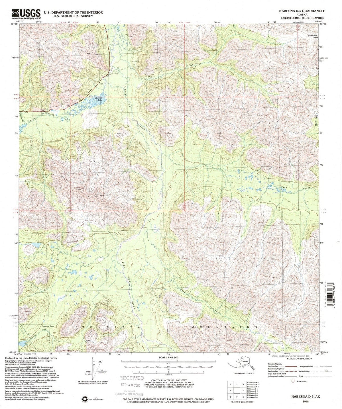 1948 Nabesna, AK - Alaska - USGS Topographic Map v2