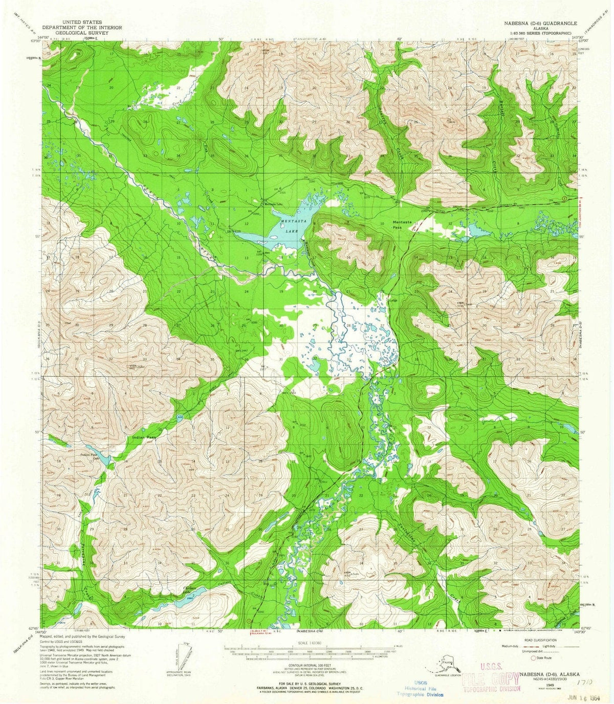 1949 Nabesna, AK - Alaska - USGS Topographic Map