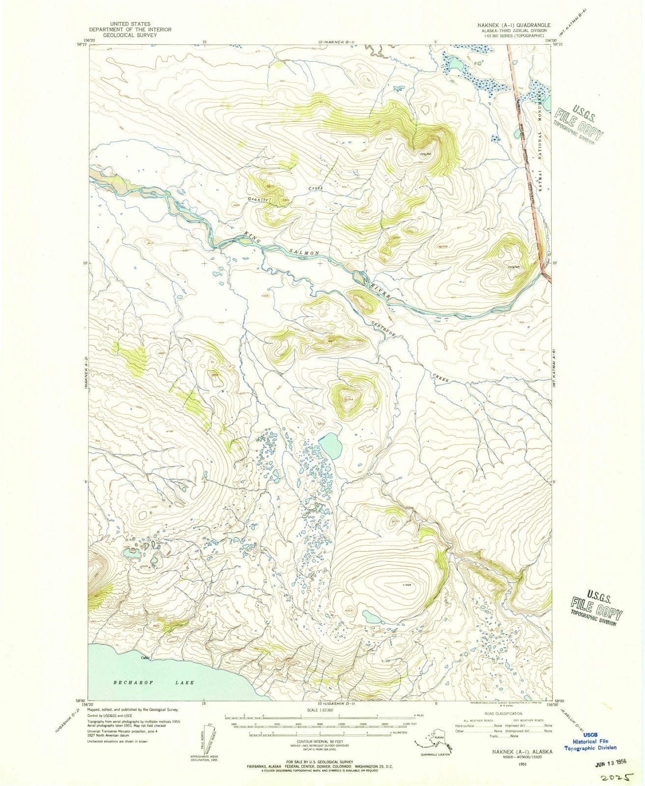 1951 Naknek, AK - Alaska - USGS Topographic Map
