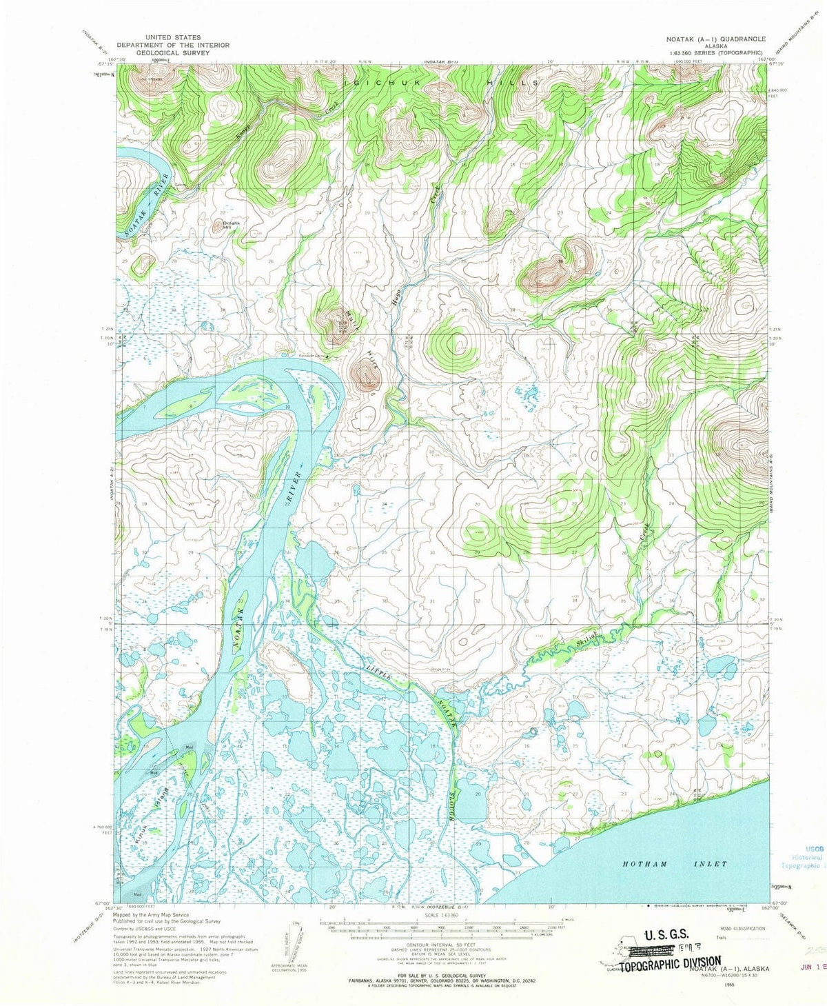 1955 Noatak, AK - Alaska - USGS Topographic Map