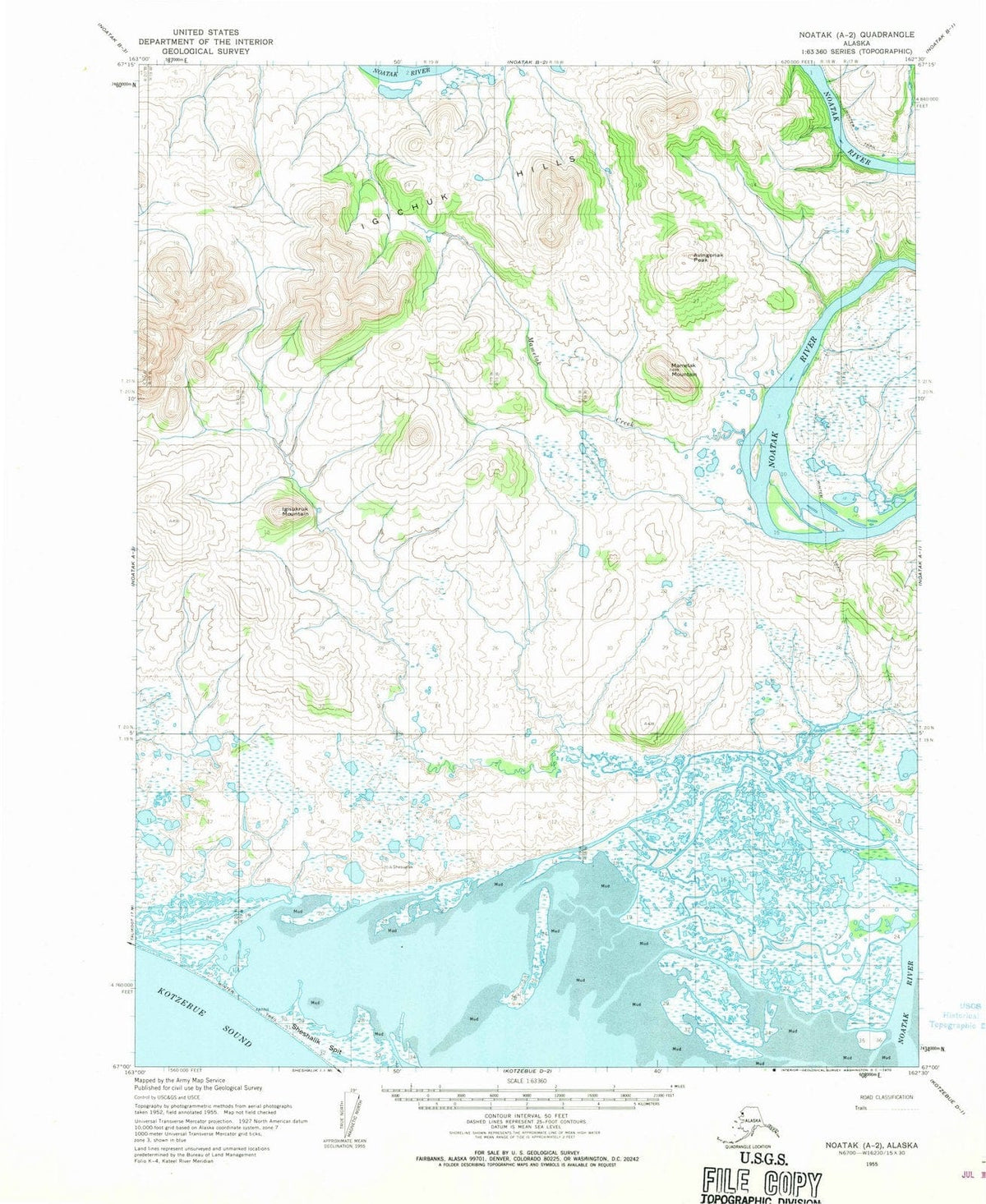 1955 Noatak, AK - Alaska - USGS Topographic Map v2
