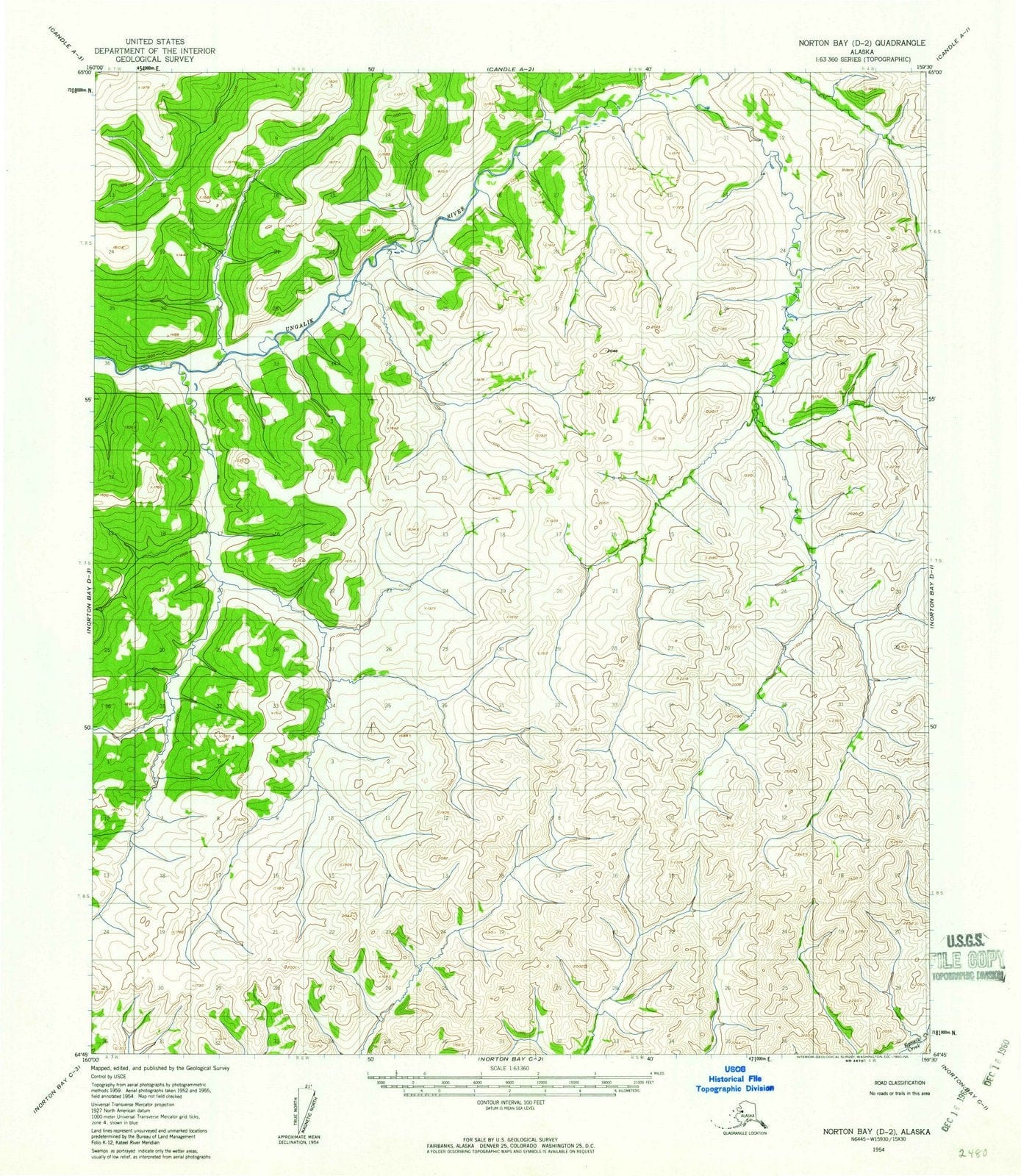 1954 Nortonay, AK - Alaska - USGS Topographic Map