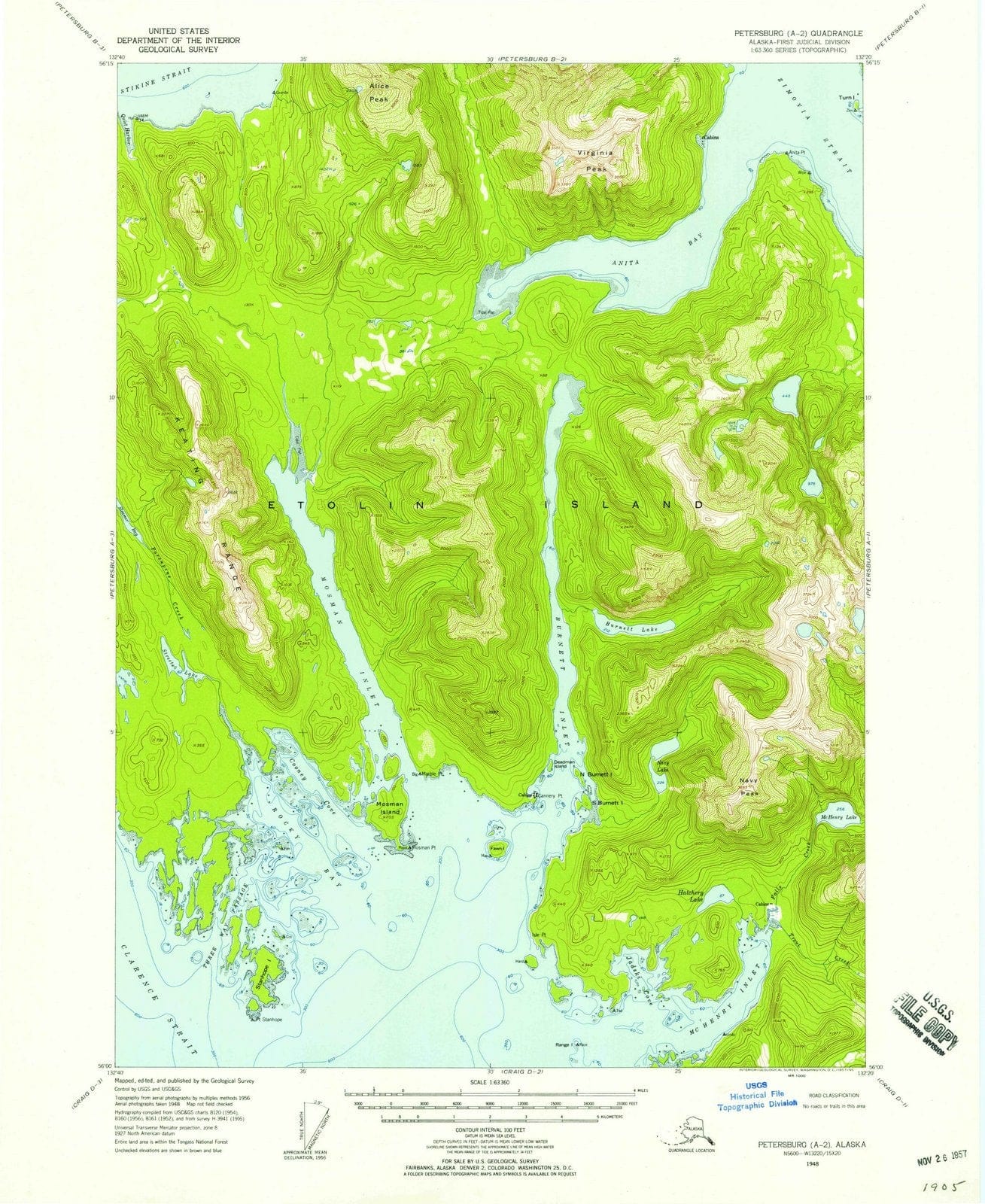 1948 Petersburg, AK - Alaska - USGS Topographic Map v2
