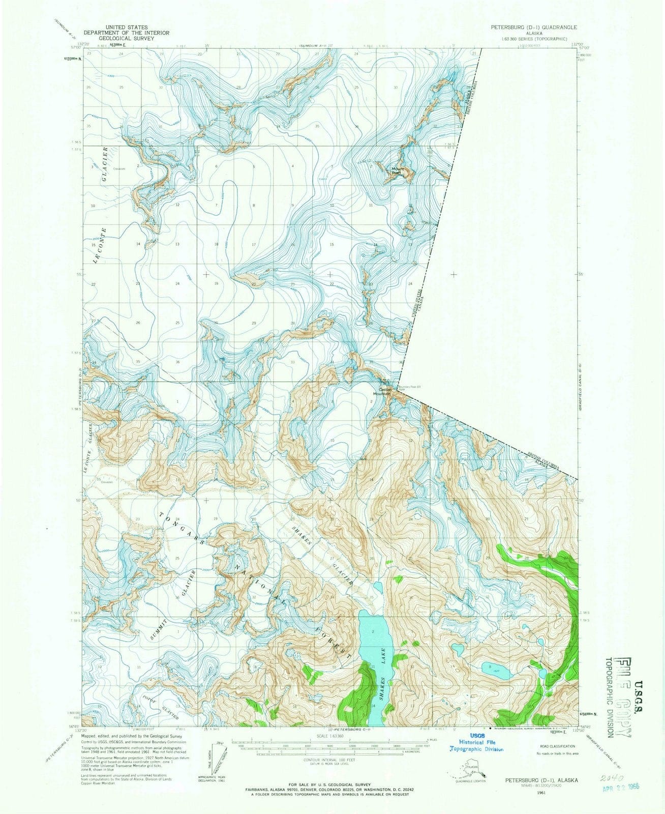 1961 Petersburg, AK - Alaska - USGS Topographic Map