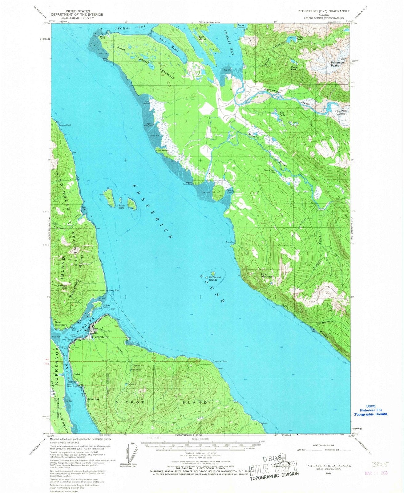 1961 Petersburg, AK - Alaska - USGS Topographic Map v3