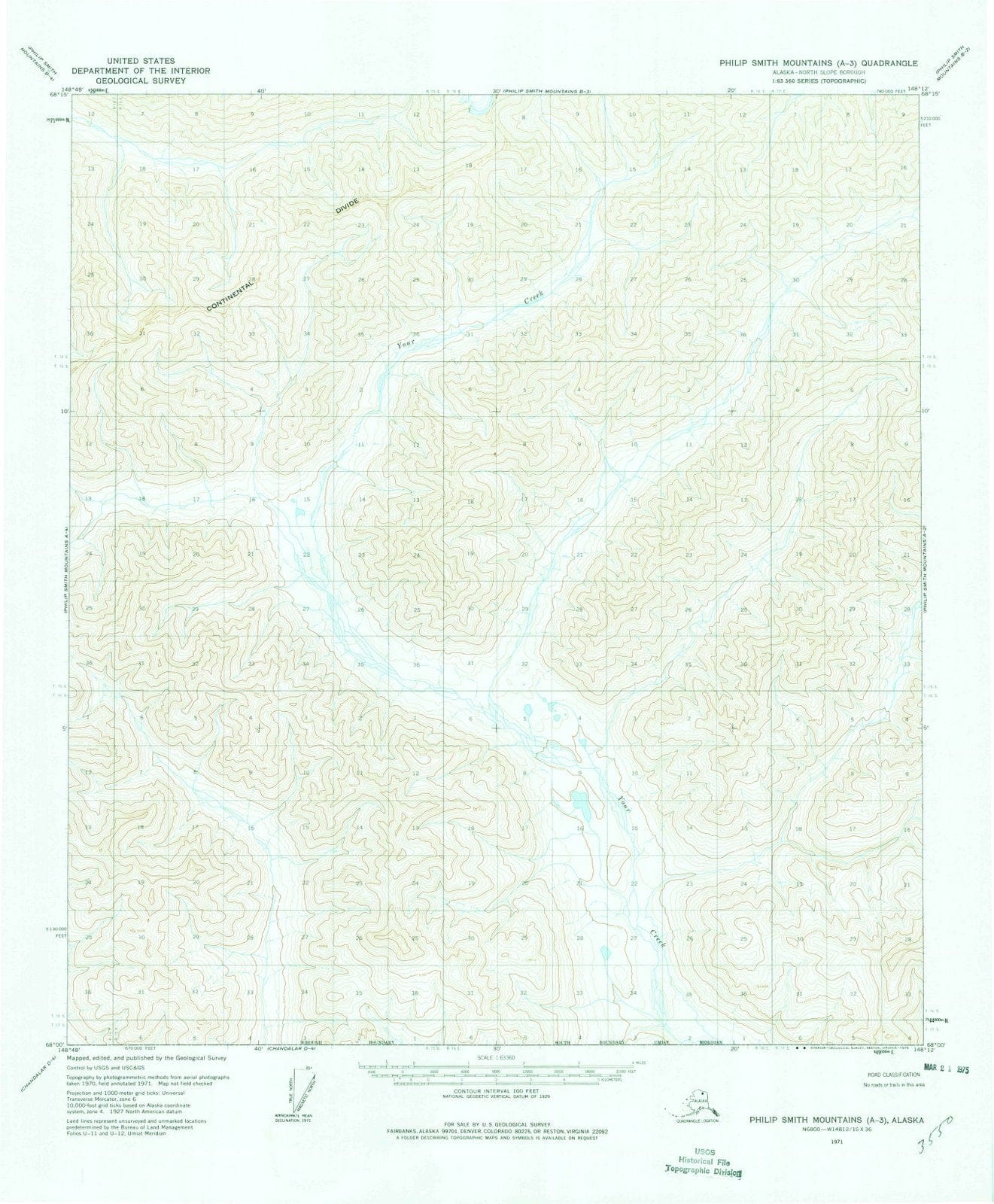 1971 Philip Smith Mountains, AK - Alaska - USGS Topographic Map v2