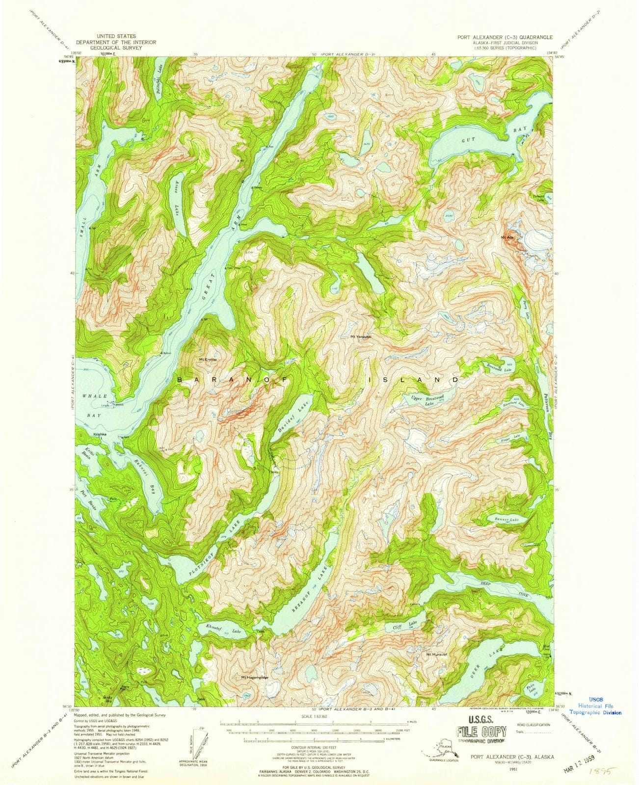 1951 Portlexander, AK - Alaska - USGS Topographic Map v3