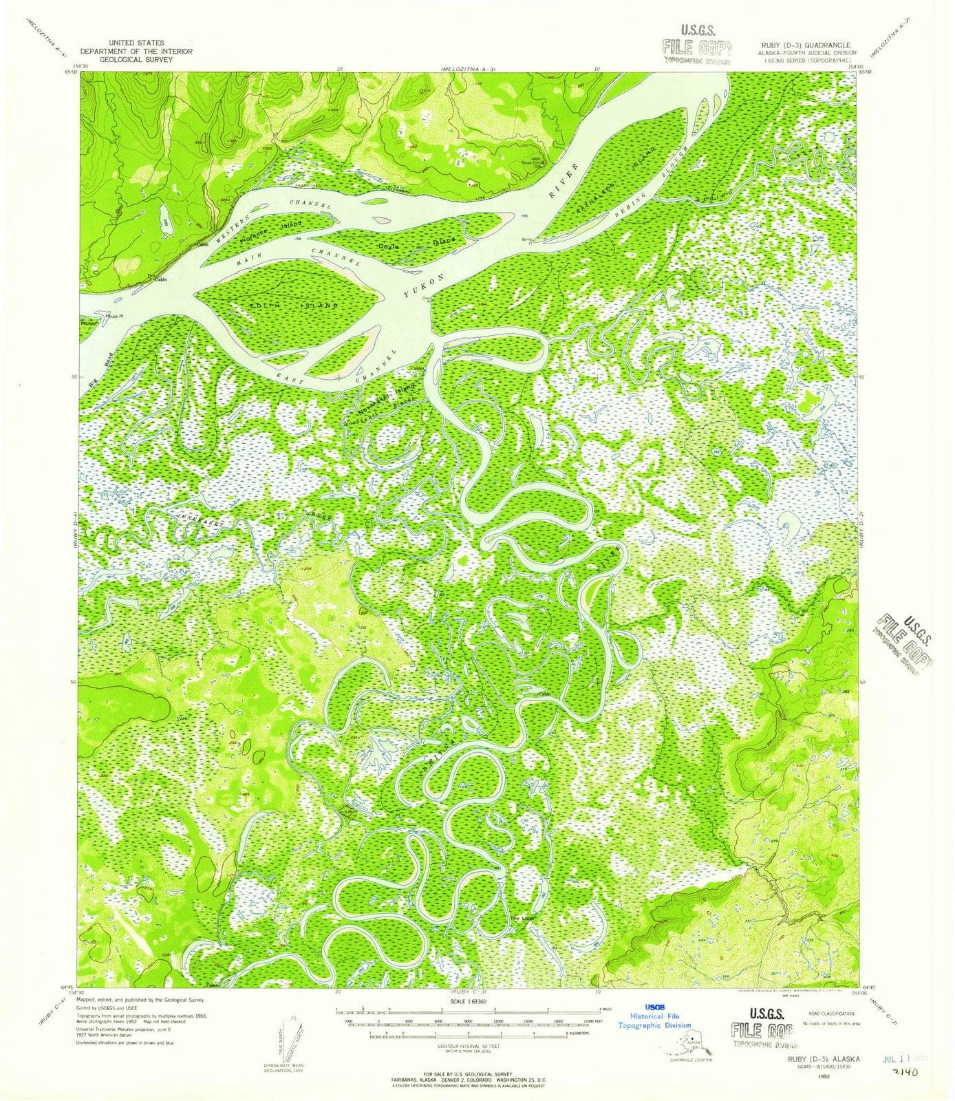 1952 Ruby, AK - Alaska - USGS Topographic Map v21