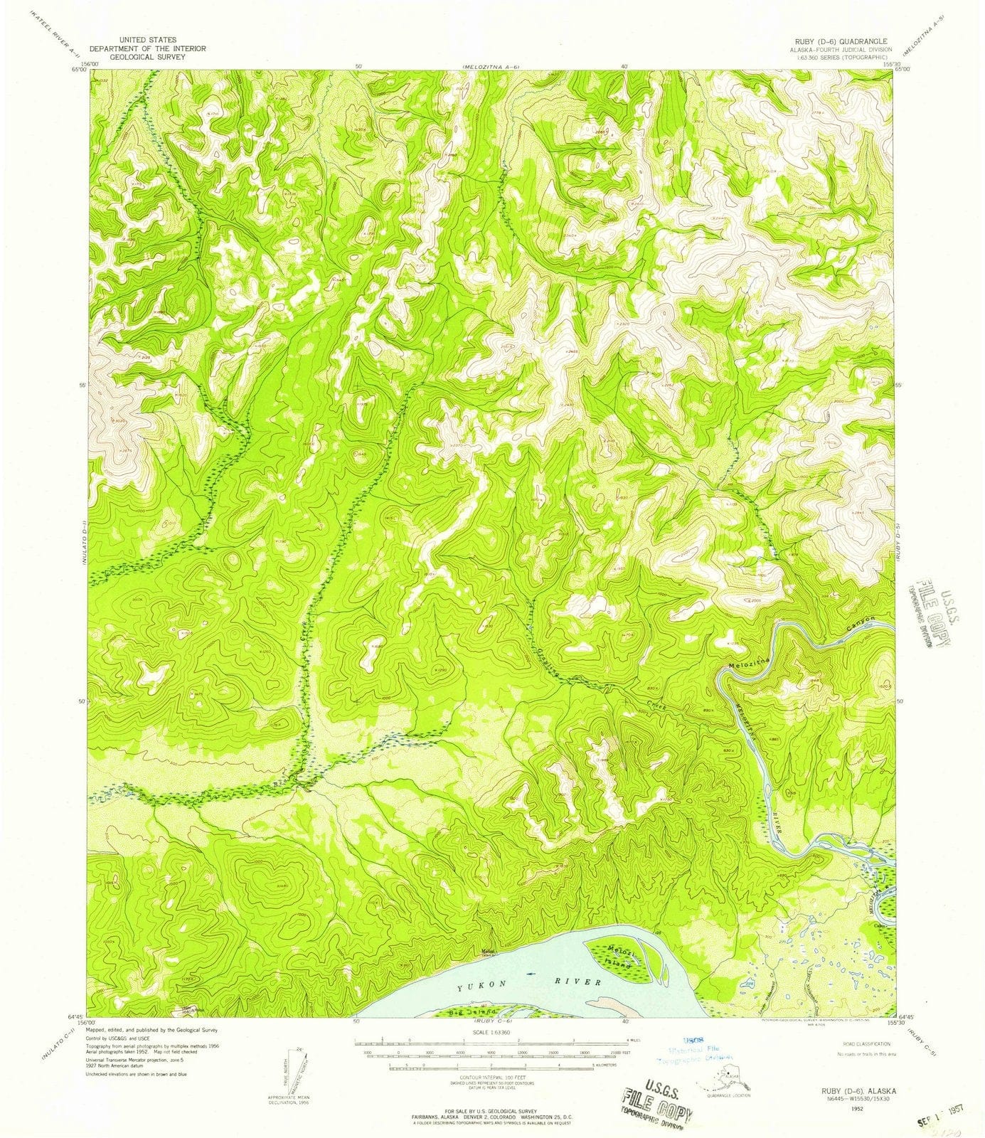 1952 Ruby, AK - Alaska - USGS Topographic Map v24
