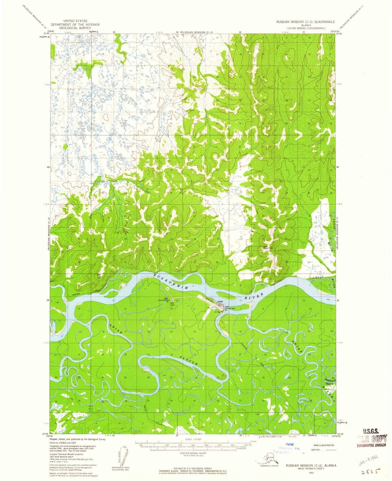 1952 Russian Mission, AK - Alaska - USGS Topographic Map v8