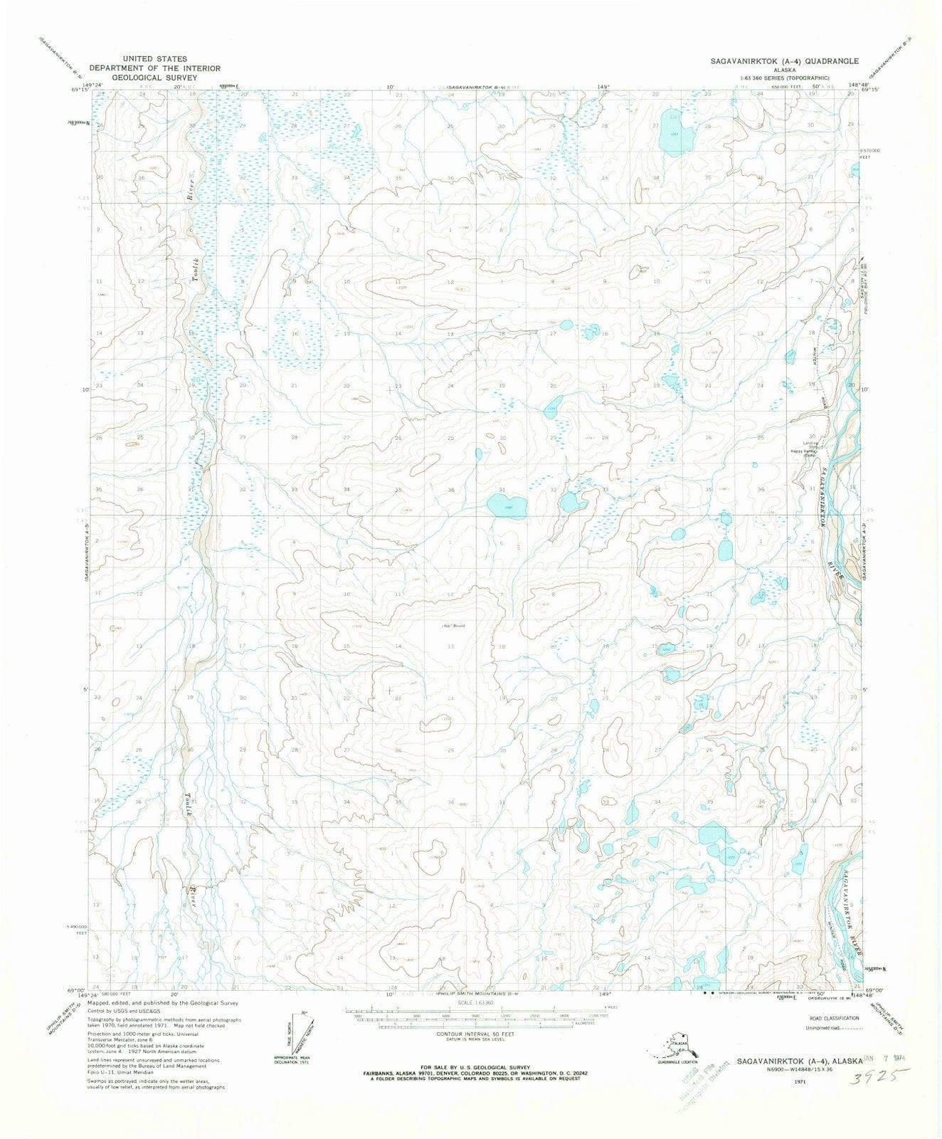 1971 Sagavanirktok, AK - Alaska - USGS Topographic Map v4