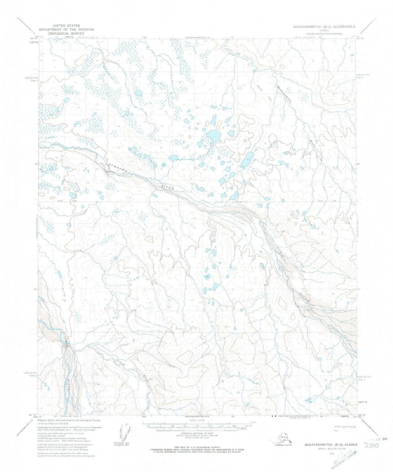 1971 Sagavanirktok, AK - Alaska - USGS Topographic Map v7