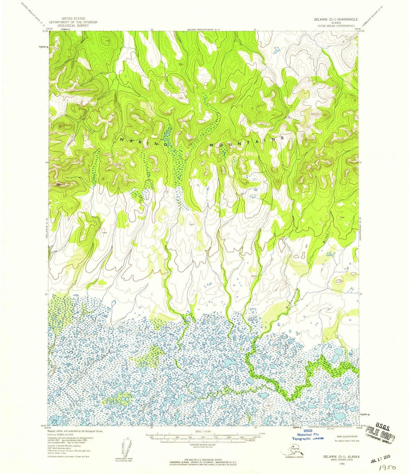 1955 Selawik, AK - Alaska - USGS Topographic Map v8