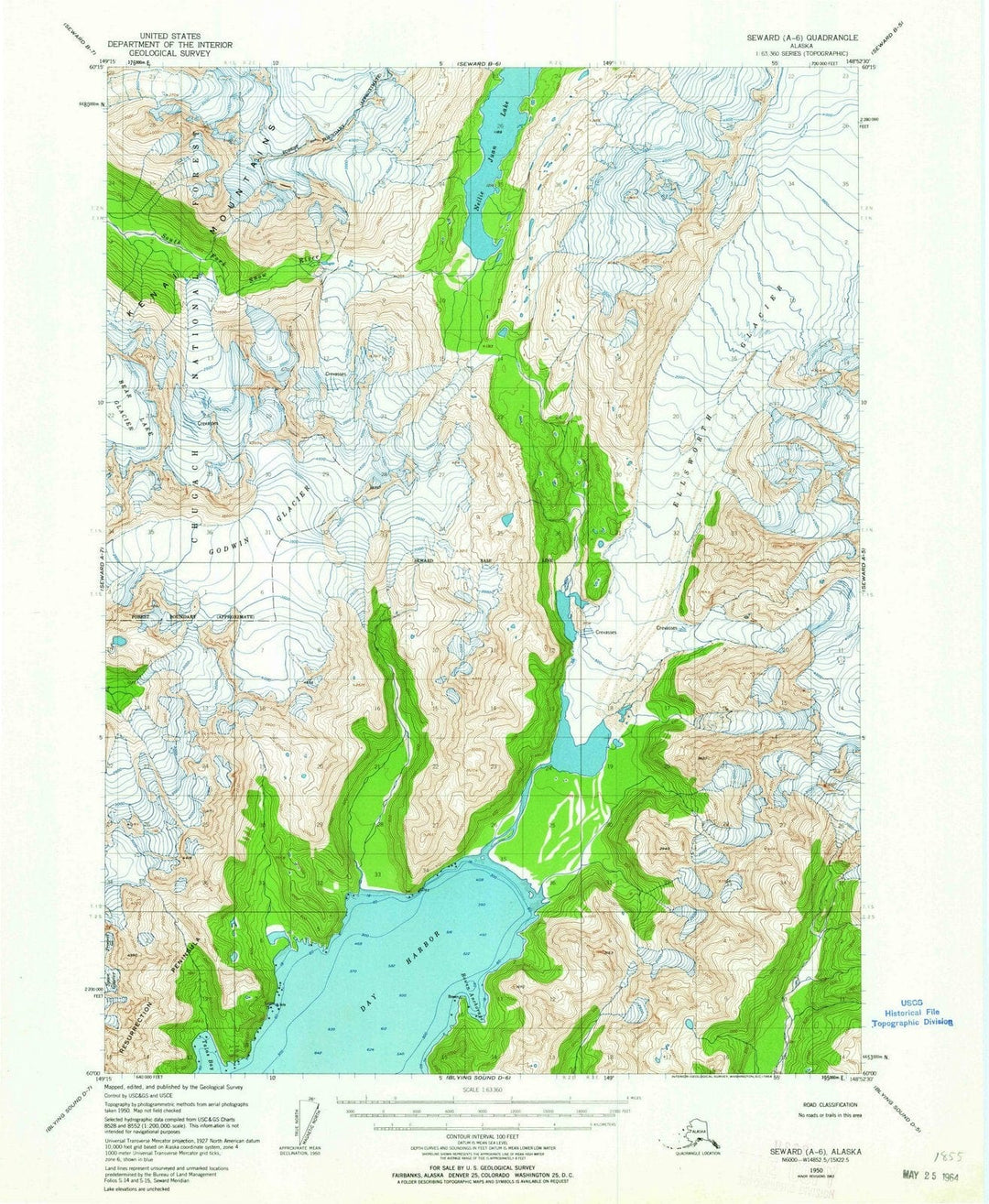 1950 Seward, AK - Alaska - USGS Topographic Map