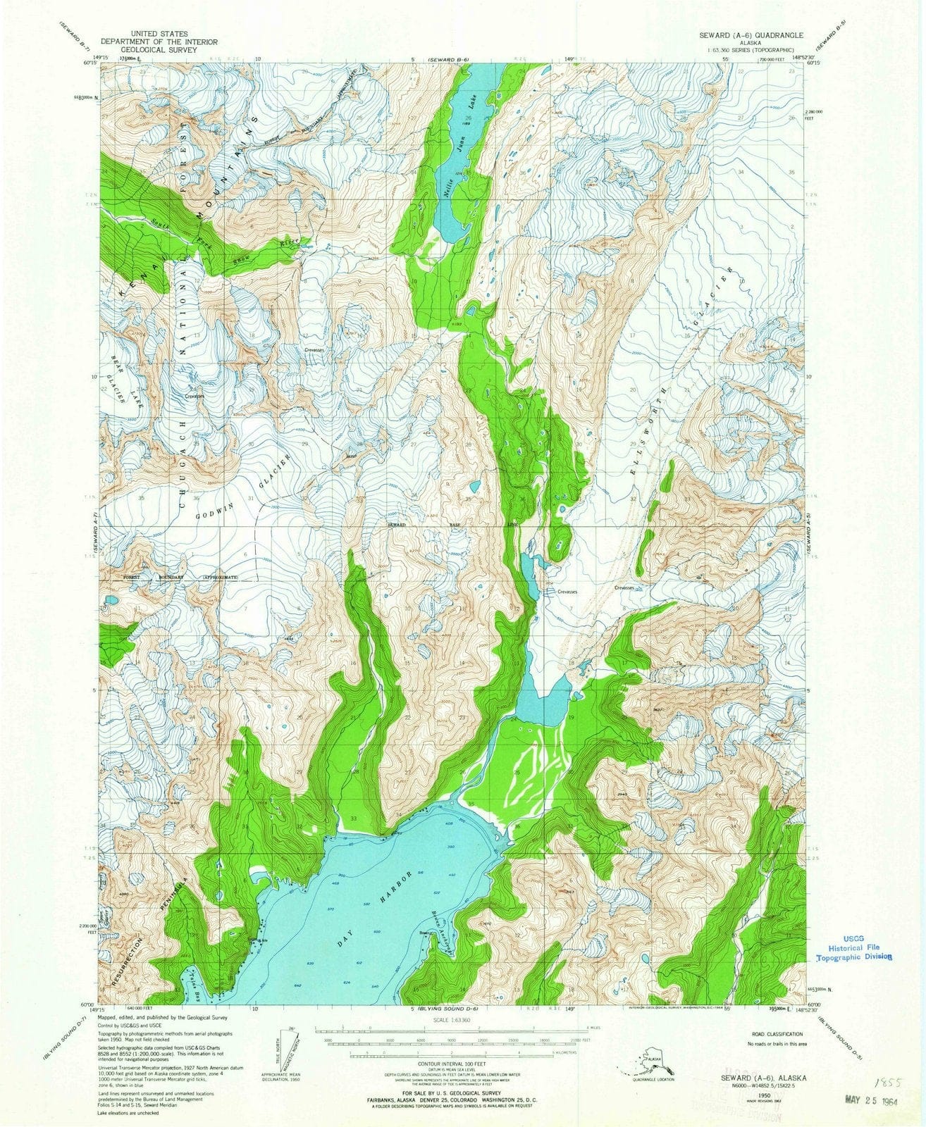 1950 Seward, AK - Alaska - USGS Topographic Map