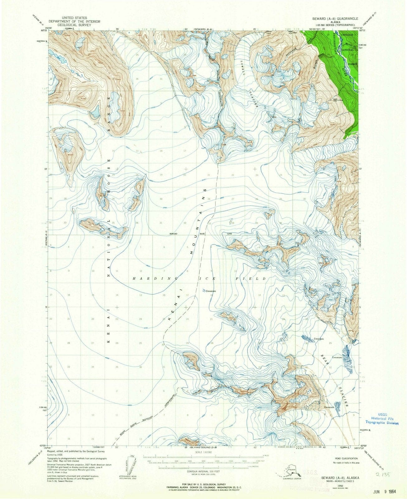 1950 Seward, AK - Alaska - USGS Topographic Map v3