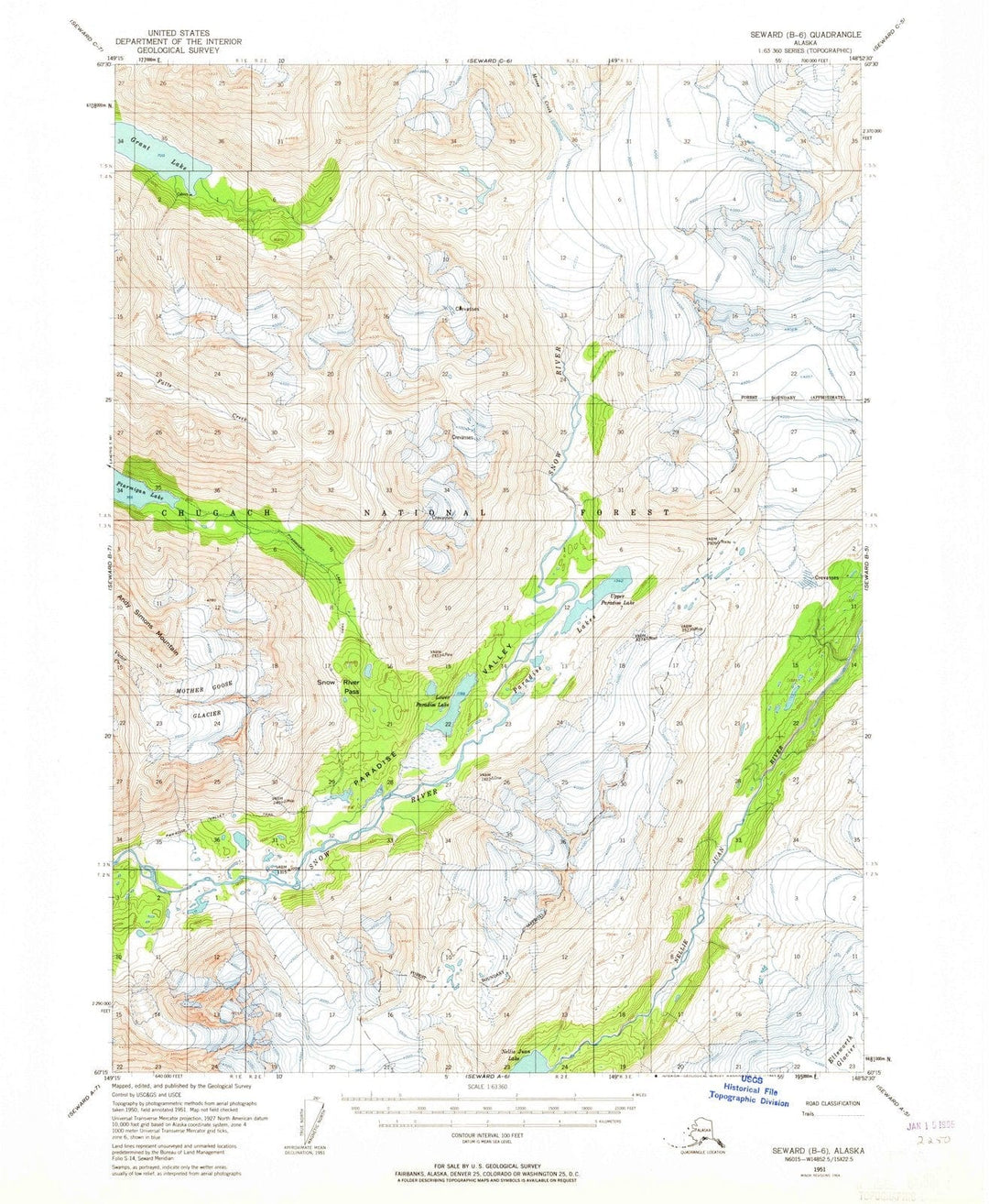 1951 Seward, AK - Alaska - USGS Topographic Map0