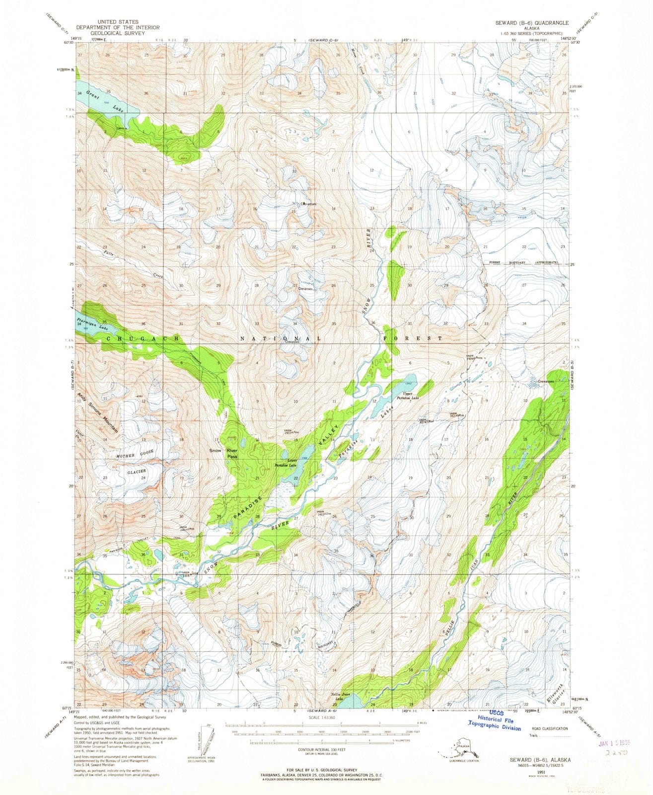 1951 Seward, AK - Alaska - USGS Topographic Map0