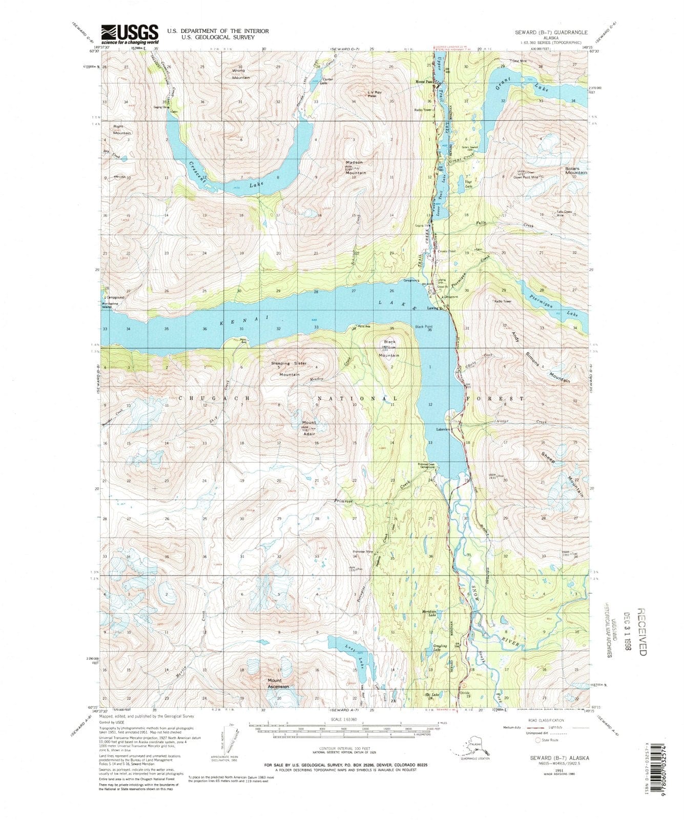 1951 Seward, AK - Alaska - USGS Topographic Map1
