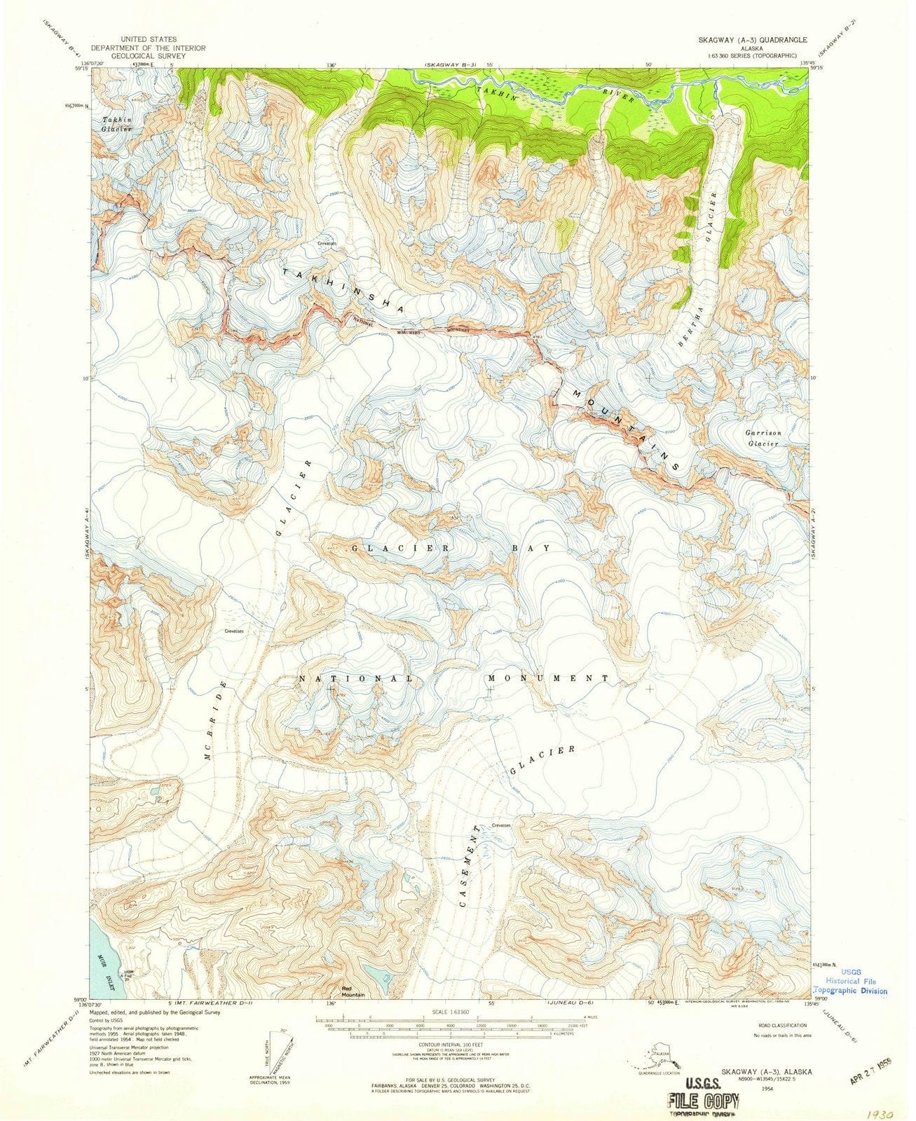 1954 Skagway, AK - Alaska - USGS Topographic Map v2