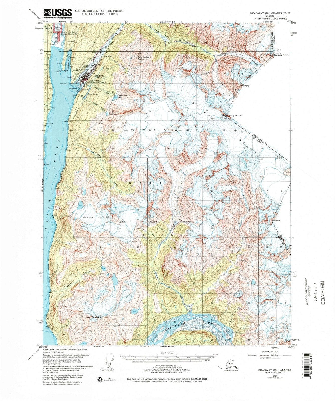 1949 Skagway, AK - Alaska - USGS Topographic Map