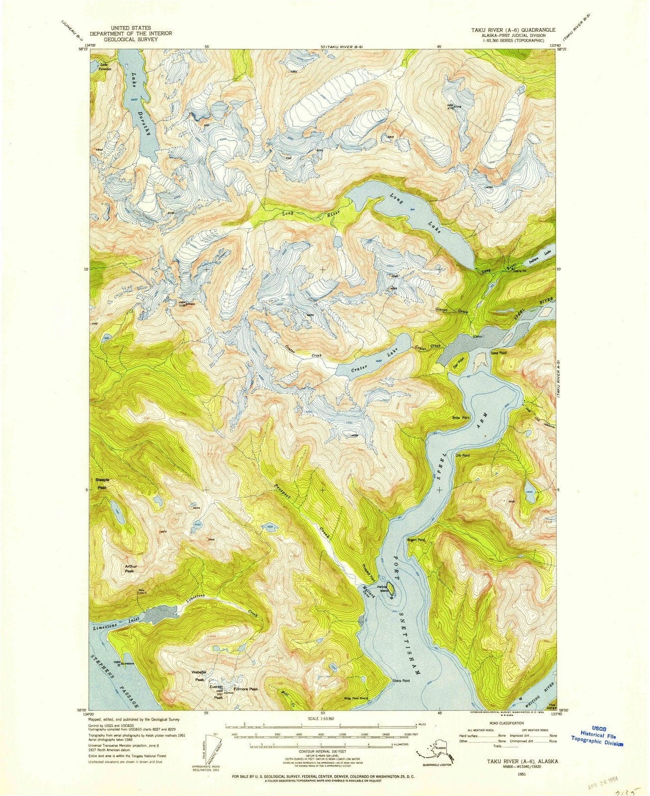 1951 Taku River, AK - Alaska - USGS Topographic Map v3