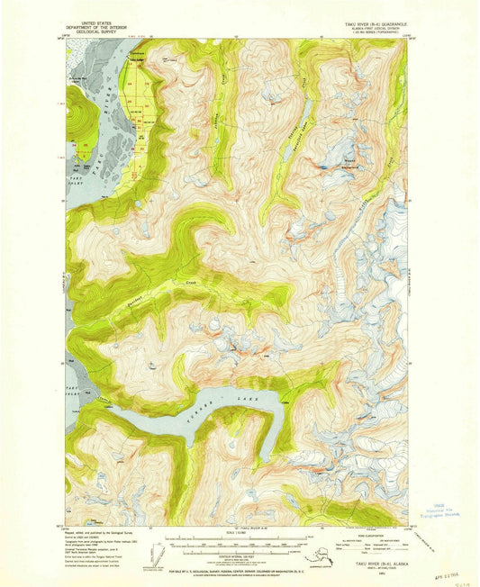 1951 Taku River, AK - Alaska - USGS Topographic Map v4