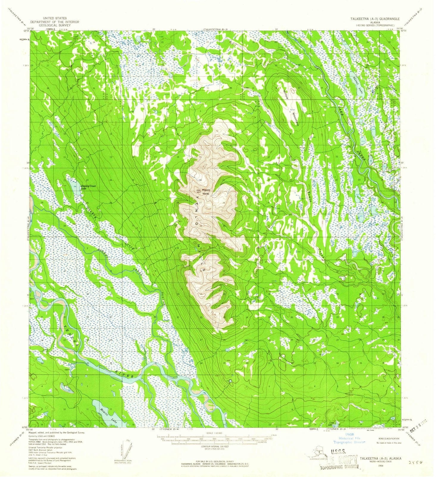 1954 Talkeetna, AK - Alaska - USGS Topographic Map v2