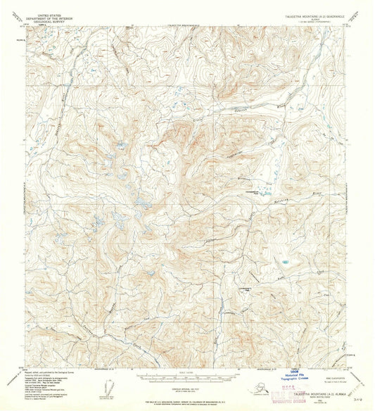 1951 Talkeetna Mountains, AK - Alaska - USGS Topographic Map