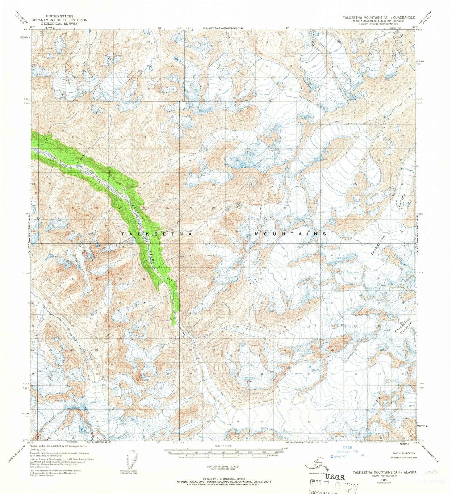1949 Talkeetna Mountains, AK - Alaska - USGS Topographic Map v2