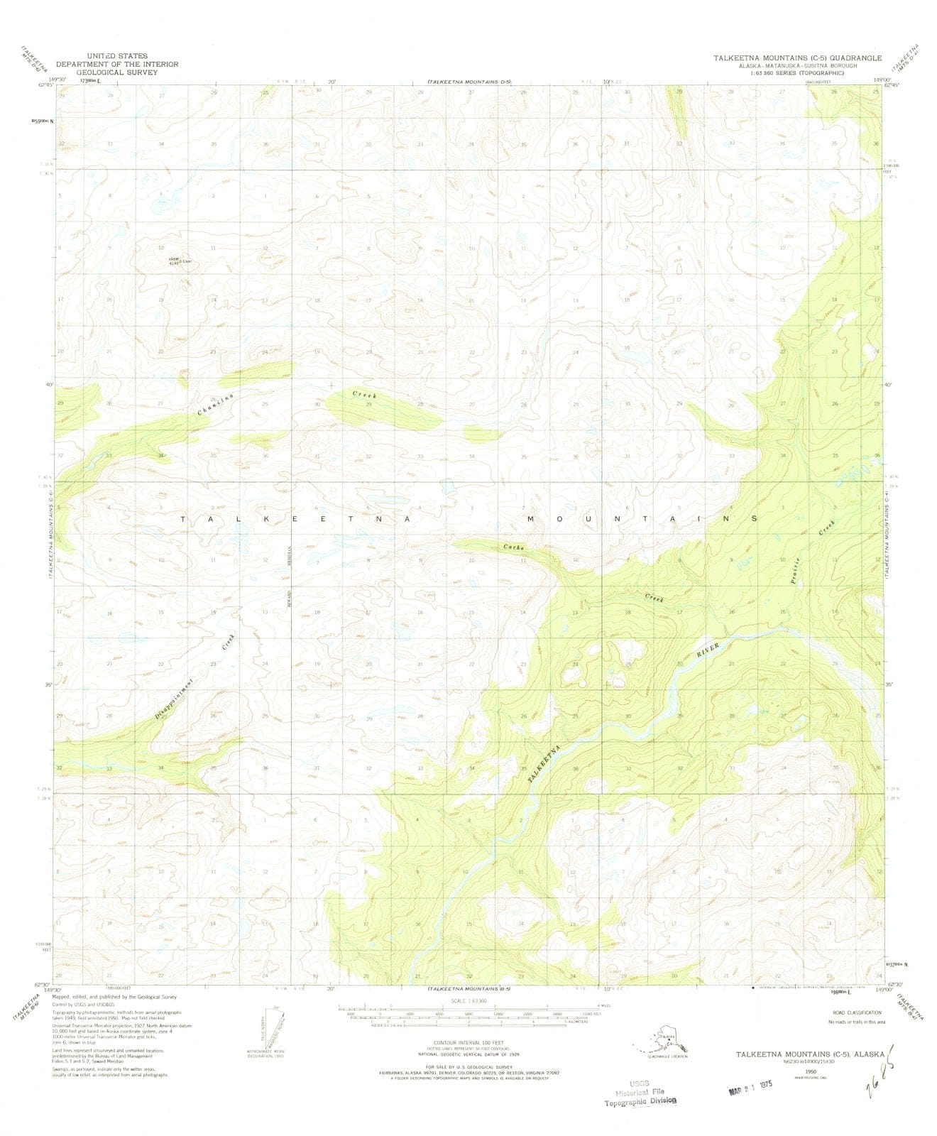 1950 Talkeetna Mountains, AK - Alaska - USGS Topographic Map v5