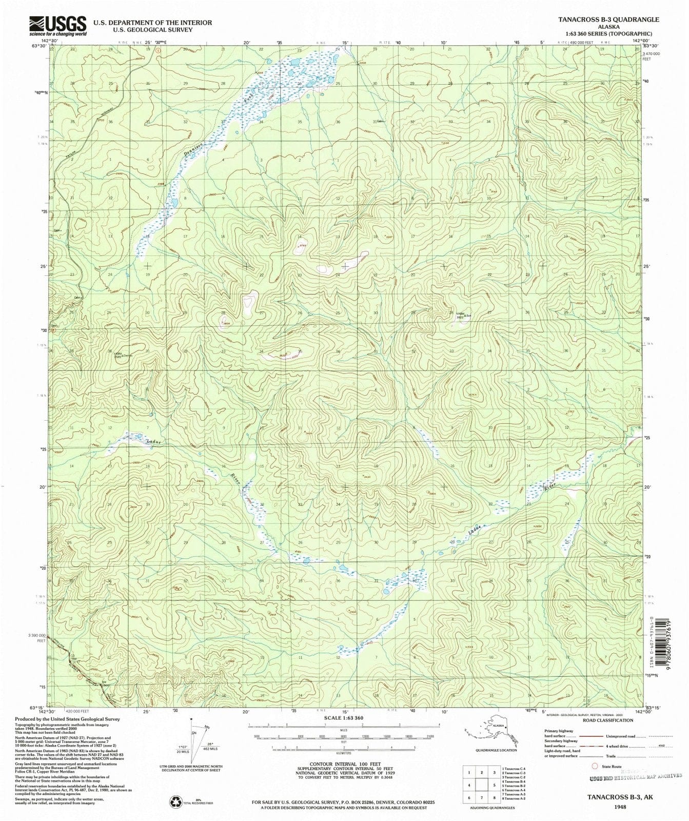 1948 Tanacross, AK - Alaska - USGS Topographic Map v5